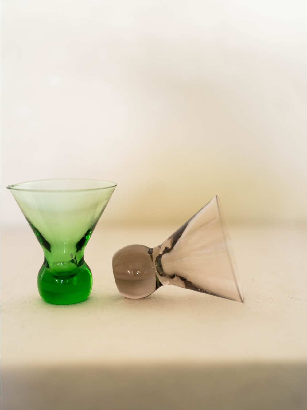 Vintage Colored Shot Glasses – Set of 2 Art Glass Cordial Shooters